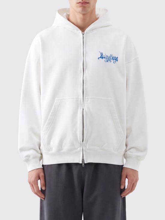 26FW 발렌시아가 스케치 그래픽 라인 후드집업 A0017WTUVT3 9000 White