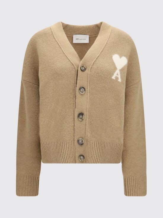 26FW 아미 빅 하트 로고 알파카 니트 가디건 UKC365KN0135 A278 Sand - AMI
