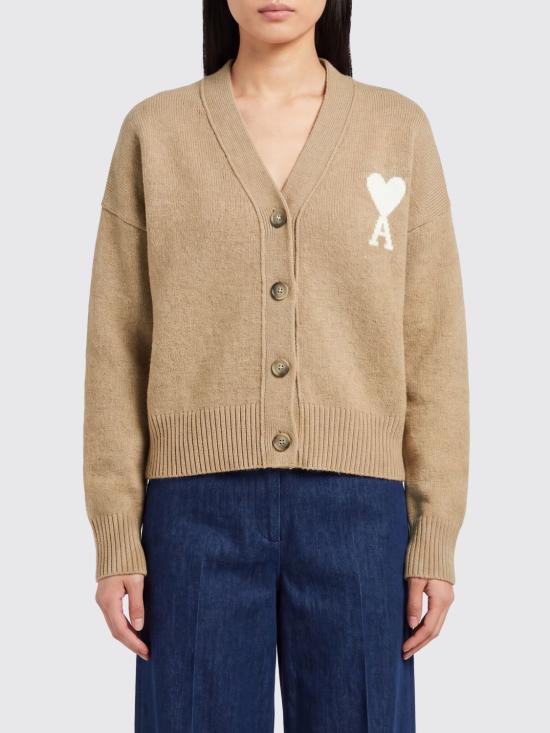 26FW 아미 빅 하트 로고 알파카 니트 가디건 UKC365KN0135 A278 Sand