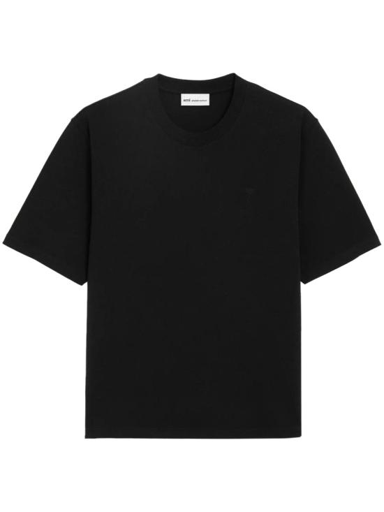 26FW 아미 하트 로고 코튼 자수 티셔츠 UTS341726001 Black