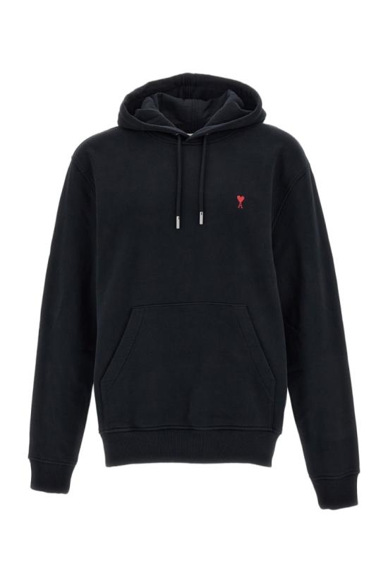 26FW 아미 스몰 하트 로고 루프백 오가닉 코튼 플리스 후드 BFUSW235730001 Black
