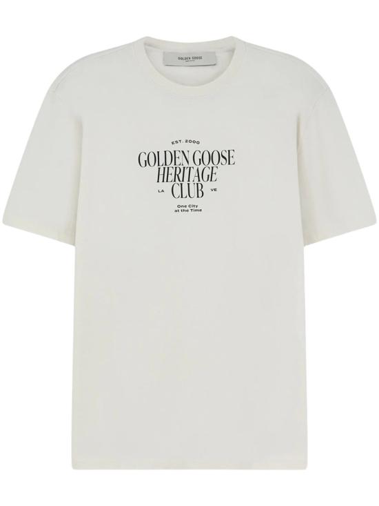 26FW 골든구스 퍼포레이티드 하트 앤트러사이트 코튼 저지 티셔츠 GMP01220P00261911560 White
