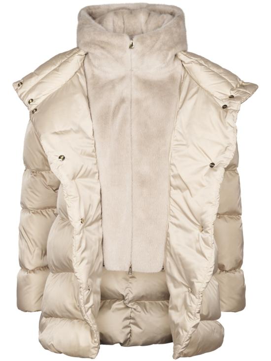 26FW 에르노 새틴 & 뉴 레이디 퍼 A셰이프 다운 자킷 PI001934D12170Z1985 Neutrals - HERNO