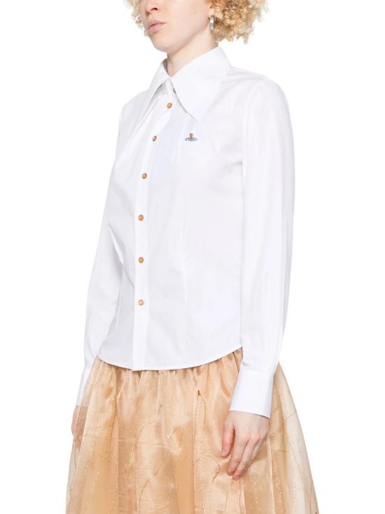 26FW 비비안웨스트우드 ORB 로고 코튼 셔츠 비비안웨스트우드 15010060W009QA401 White - VIVIENNE WESTWOOD