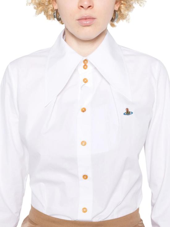 26FW 비비안웨스트우드 ORB 로고 코튼 셔츠 비비안웨스트우드 15010060W009QA401 White - VIVIENNE WESTWOOD