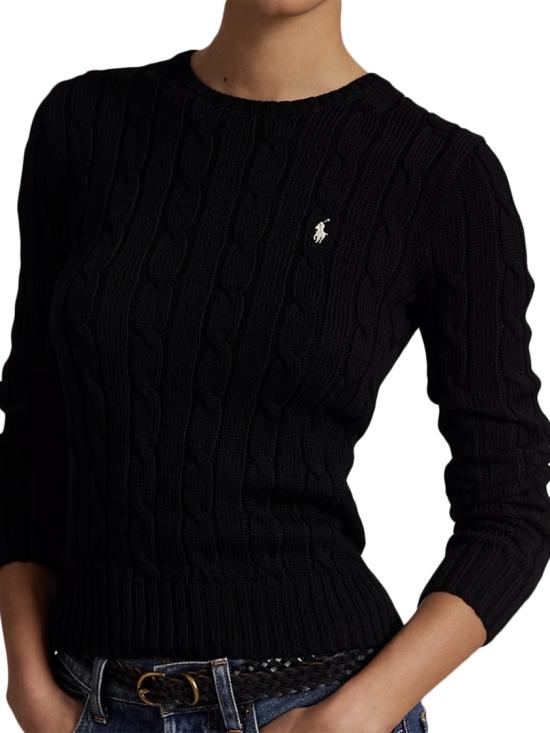 26FW 폴로 랄프로렌 포니 로고 피마코튼 케이블 니트 스웨터 211971869006 Black - POLO RALPH LAUREN
