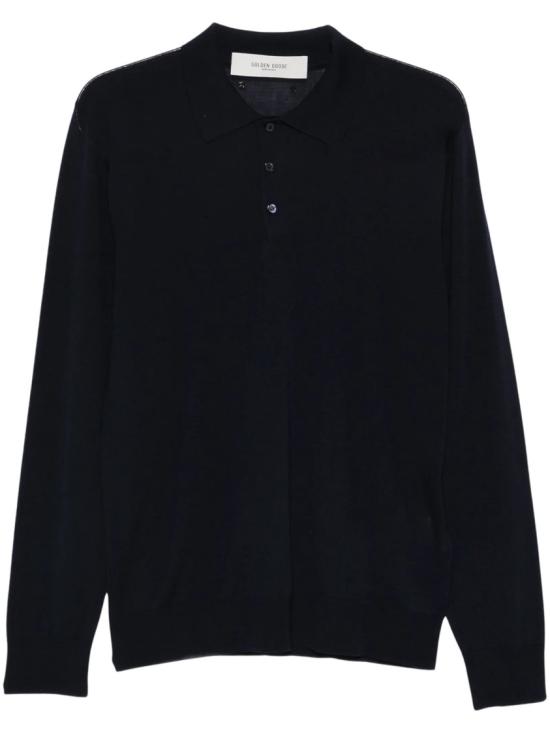 26FW 골든구스 메리노 울 롱 슬리브 폴로 셔츠 GMP01353P00104150501 Black