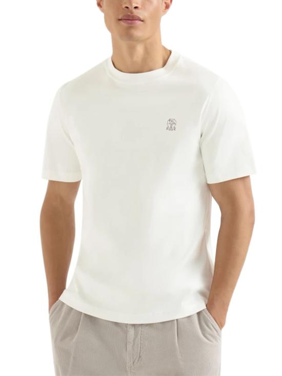 26FW 브루넬로 쿠치넬리 코튼 저지 크루넥 티셔츠 M0B138440CJB65 White - BRUNELLO CUCINELLI