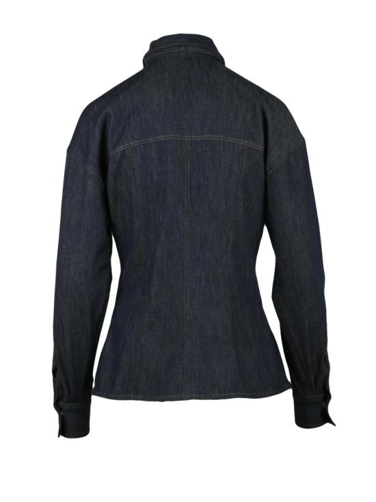 25FW 브루넬로 쿠치넬리 데님 보타이 디테일이 있는 슬림핏 다크  셔츠 - BRUNELLO CUCINELLI