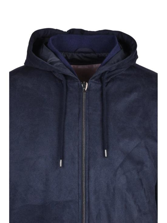 25FW 에르노 자켓 후드 벨벳 재킷, 편안한 핏, 지퍼 여밈 - HERNO