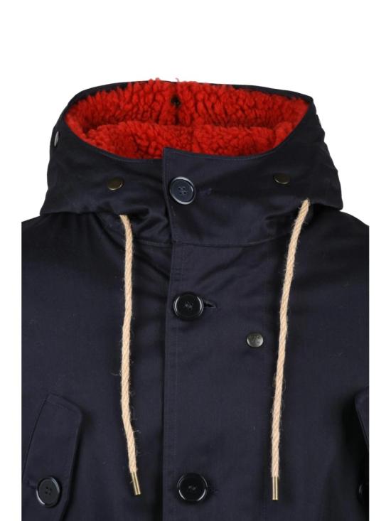 25FW L Eskimo 자켓 탈부착 가능한 플러시 안감과 실용적인 포켓이 있는 파란색 파카 - OTHER BRANDS
