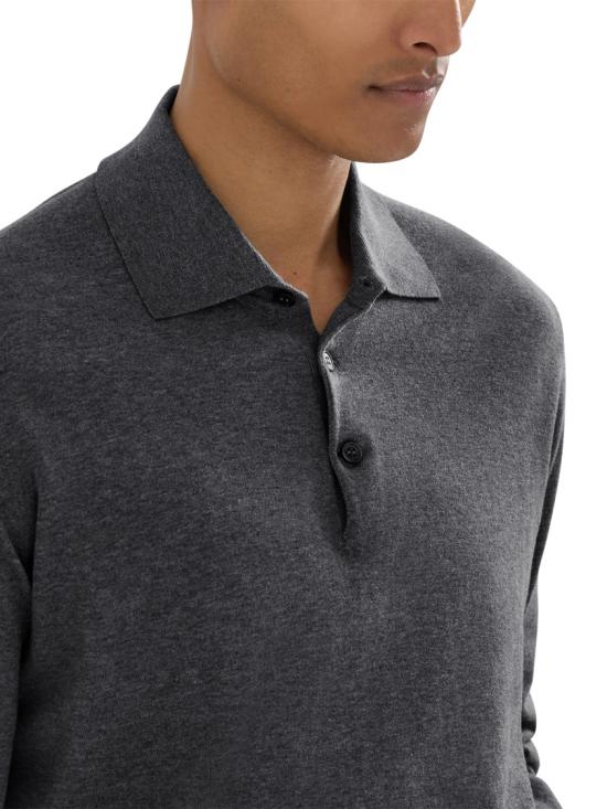 26FW 브루넬로 쿠치넬리 니트 폴로 셔츠 M29800135C279A Grey - BRUNELLO CUCINELLI