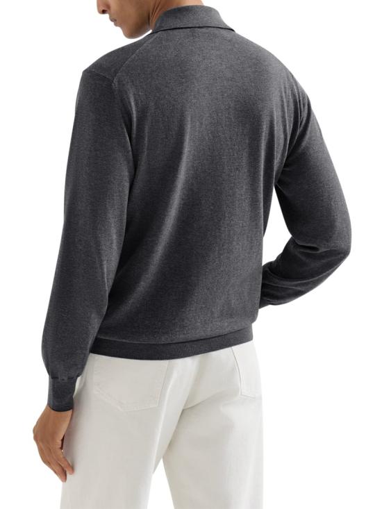 26FW 브루넬로 쿠치넬리 니트 폴로 셔츠 M29800135C279A Grey - BRUNELLO CUCINELLI