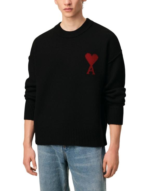 26FW 아미 빅 하트 울 크루넥 스웨터 UKS838018009 Black - AMI