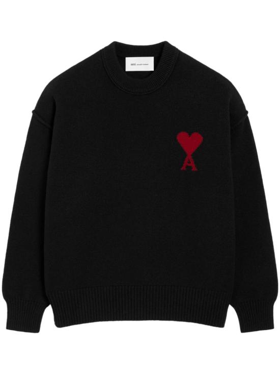 26FW 아미 빅 하트 울 크루넥 스웨터 UKS838018009 Black