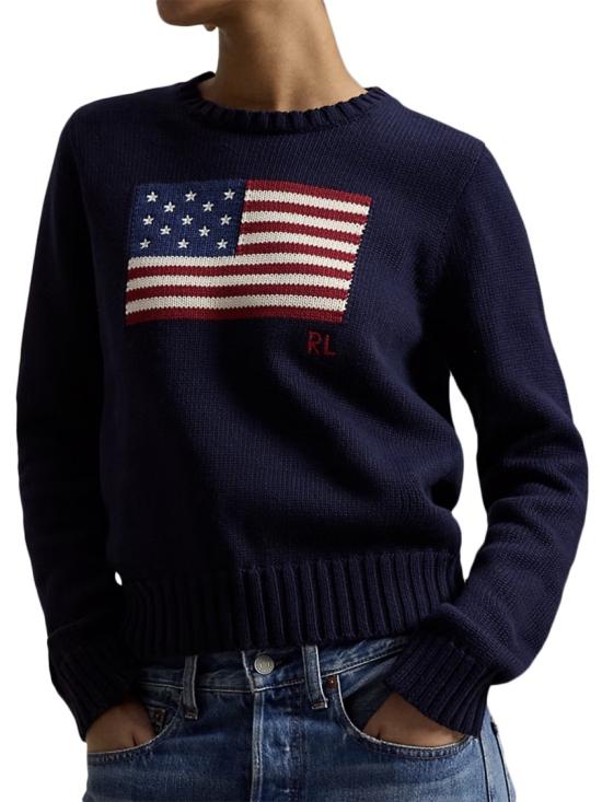 26FW 폴로 랄프로렌 아이코닉 플래그 스웨터 211896939001 Black - POLO RALPH LAUREN