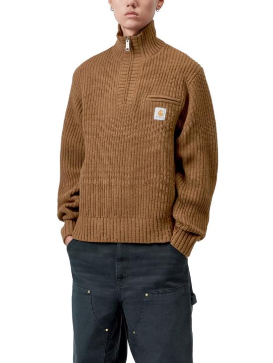 26FW 칼하트 WIP 디트로이트 하프 집 스웨터 I0353983TGXX Brown - CARHARTT WIP