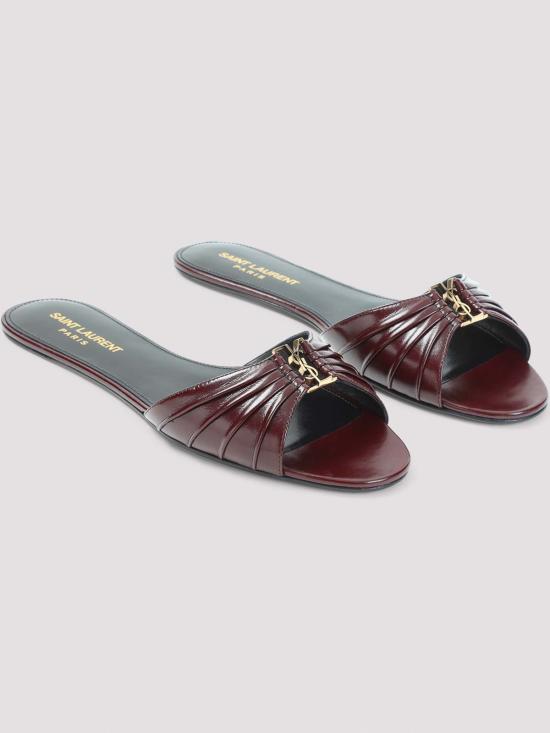 26FW 생로랑 바빌론 슬립온 슬라이드 869658AAEHF6629 DARK RED - SAINT LAURENT