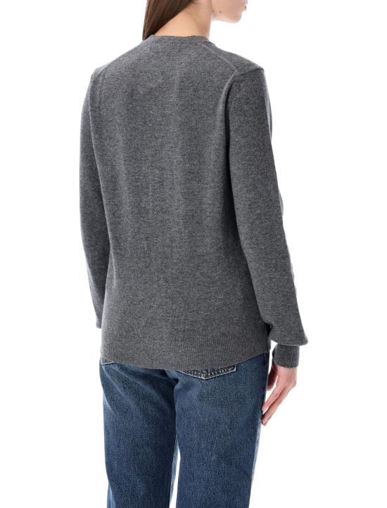 26FW 꼼데가르송 플레이 레드 하트 x 라인스톤 라운드 넥 가디건 AXN802051 3 GREY - COMME DES GARCONS