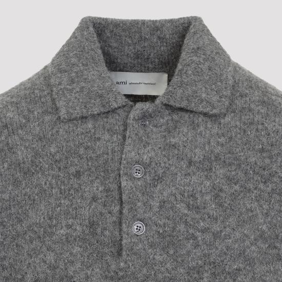26FW 아미 알파카 아미 롱 슬리브 폴로 스웨터 HPL405KN0021 A189 GREY - AMI