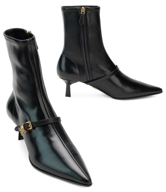 26FW 프라다 나파 레더 미드힐 부츠 1U648OF055L68F0002 black - PRADA