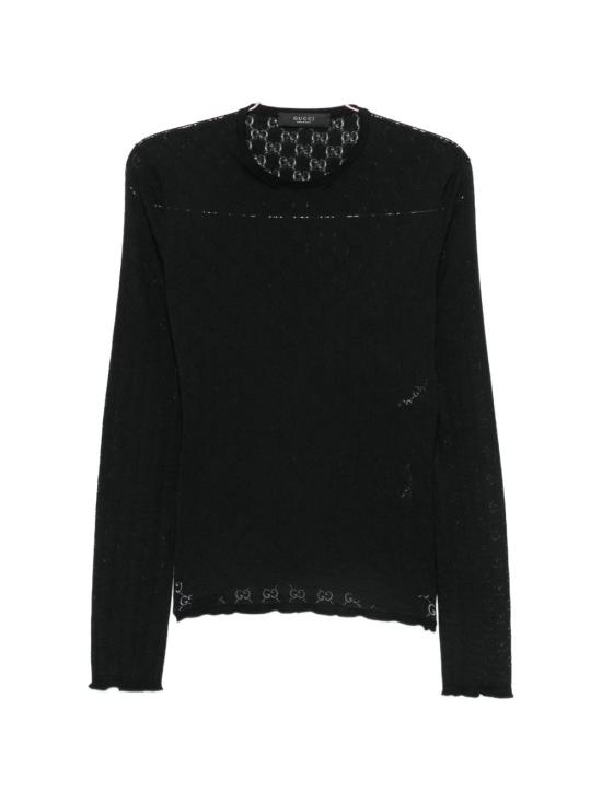 26FW 구찌 GG 코튼 데보레 긴소매 티셔츠 872756XKFMQ1000 black