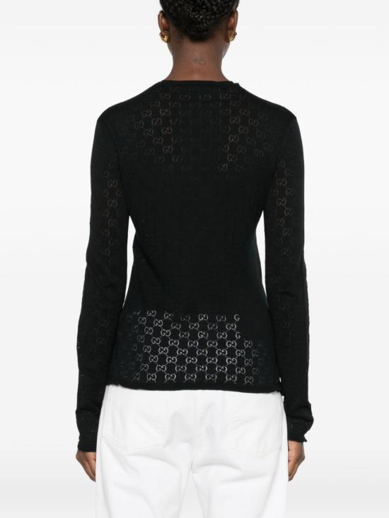 26FW 구찌 GG 코튼 데보레 긴소매 티셔츠 872756XKFMQ1000 black - GUCCI