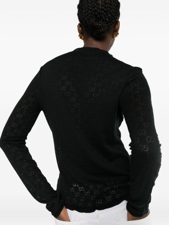 26FW 구찌 GG 코튼 데보레 긴소매 티셔츠 872756XKFMQ1000 black - GUCCI