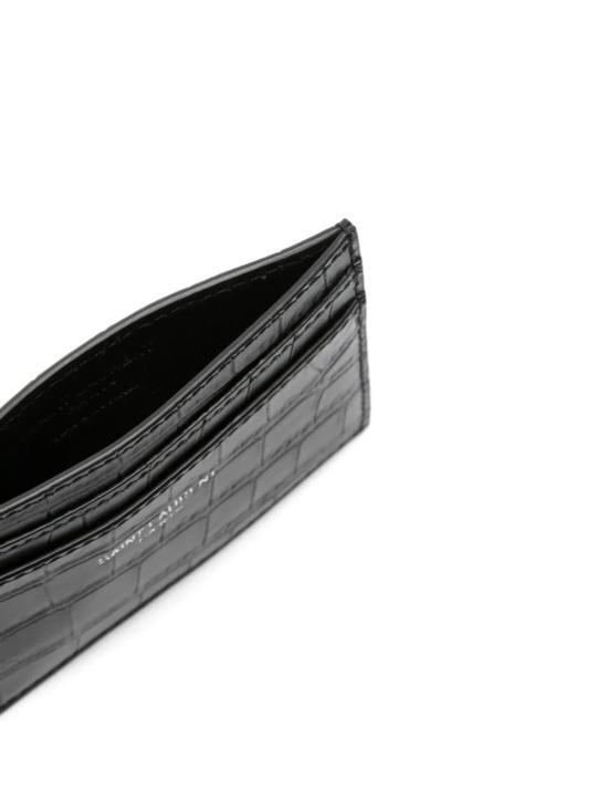 26FW 생로랑 크로커다일 엠보스드 레더 파리 카드 케이스 375946DZE0E 1000 NERO - SAINT LAURENT