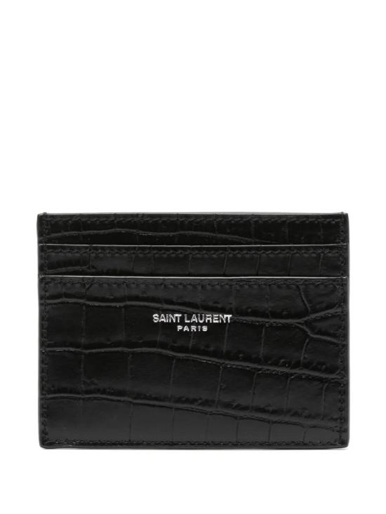 26FW 생로랑 크로커다일 엠보스드 레더 파리 카드 케이스 375946DZE0E 1000 NERO