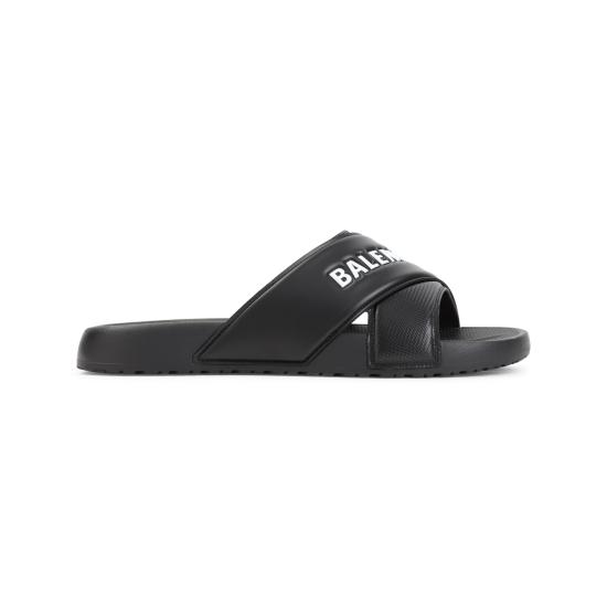 26SS 발렌시아가 스포티 풀 로고 슬라이드 866163W0FPD 1090 BLACKWHITE