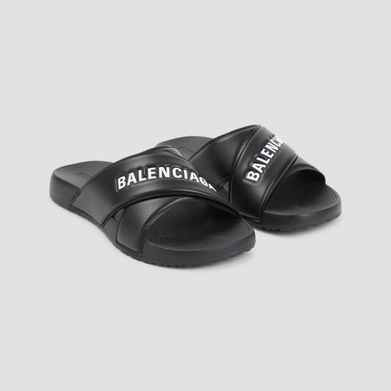 26SS 발렌시아가 스포티 풀 로고 슬라이드 866163W0FPD 1090 BLACKWHITE - BALENCIAGA