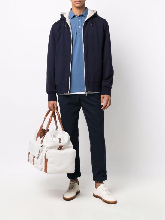 26FW 브루넬로 쿠치넬리 플리츠 레저 코튼 개버딘 팬츠 M252DE1450 C2517 NAVY - BRUNELLO CUCINELLI