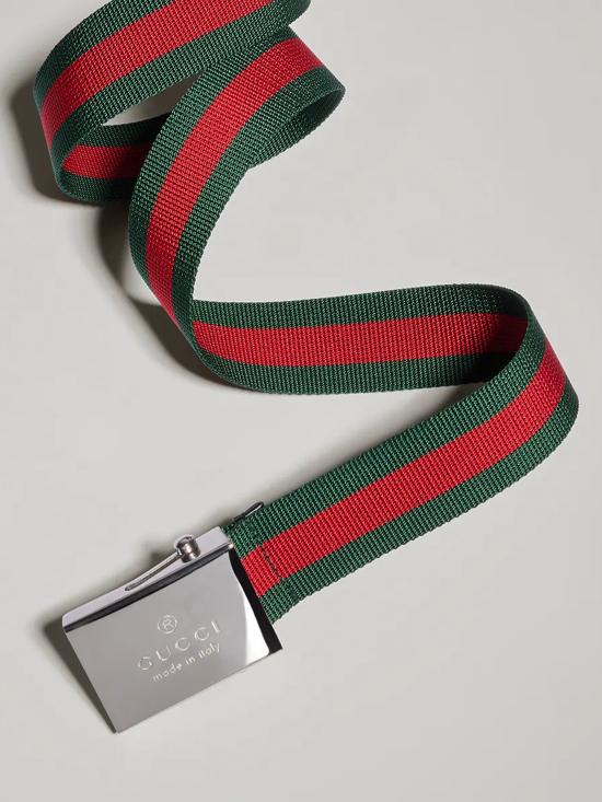 26FW 구찌 직사각형 버클 웹(Web) 벨트 874734HAAPT 8475 GREEN - GUCCI