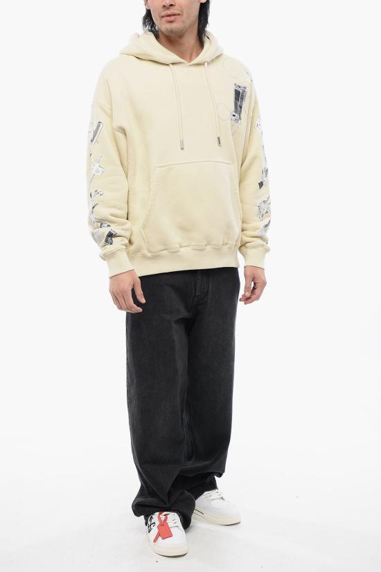 오프화이트 후드 티셔츠 OMBB085S24FLE0210309 Beige - OFF WHITE