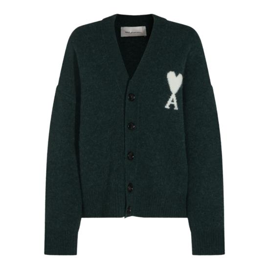 26FW 아미 빅 하트 로고 알파카 니트 가디건 UKC365KN0135A279 Green