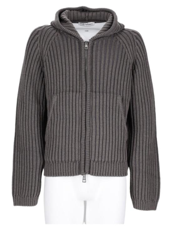 26FW 아워레가시 레벨 리브드 니트 후드 집업 레벨 리브드 니트 후드 집업 M4263LS SAGESTRIPEDRYMERINOWOOL Grey