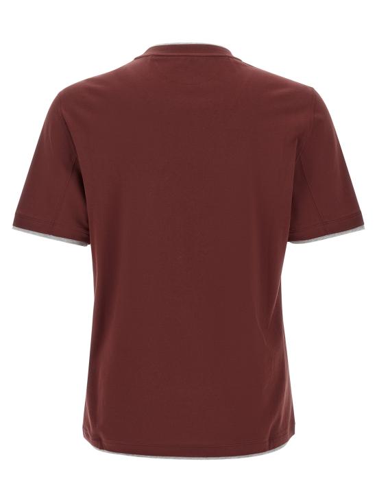 26FW 브루넬로 쿠치넬리 자수 로고 티셔츠 M0B137427CGL17 Bordeaux - BRUNELLO CUCINELLI