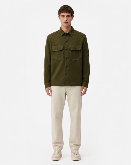  씨피 컴퍼니 펠티드 울 렌즈 버튼 오버셔츠 21CMOS261A110804A 683 GREEN - C.P. COMPANY