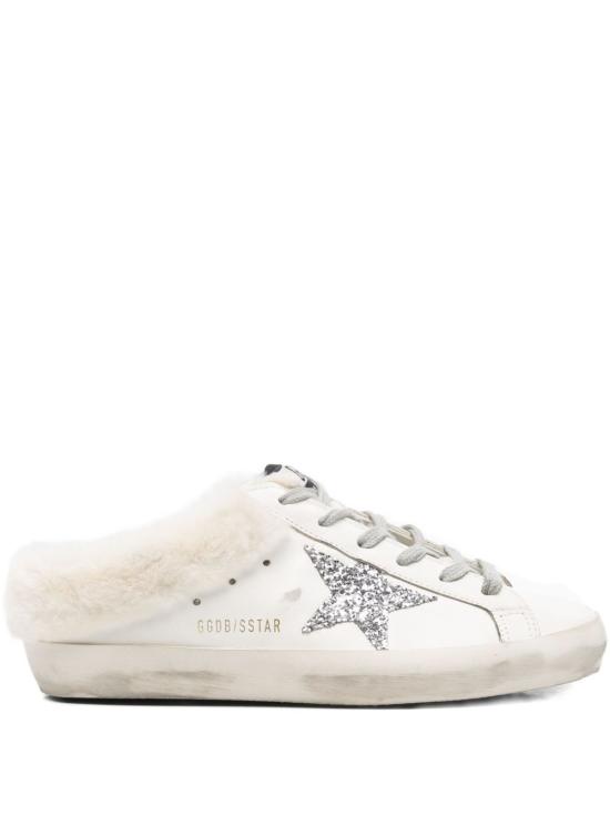  골든구스 슈퍼스타 사봇 시어링 라이닝 글리터 스타 스니커즈 뮬 GWF00110 F00712610224 WHITE SILVER BEIGE