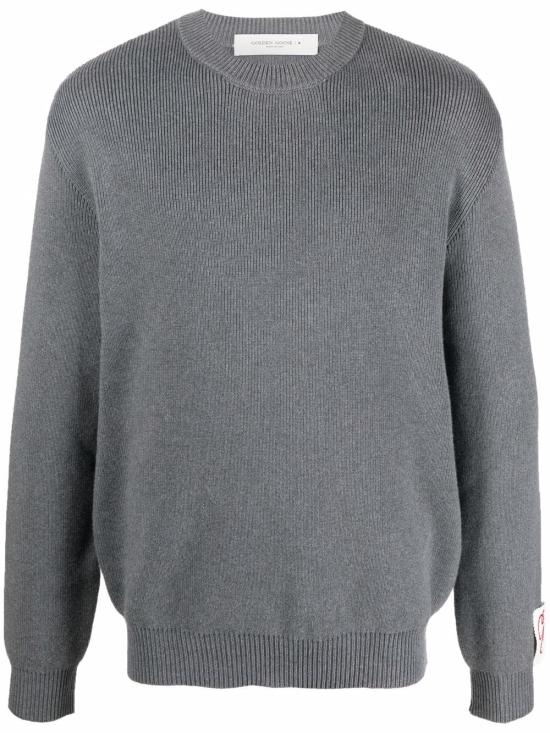  골든구스 로고 코튼 라운드넥 스웨터 GMP00841 P00066260304 DARK GREY