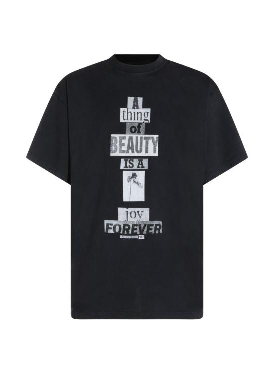 26FW 발렌시아가 반팔 티셔츠 850345 TVVK21041 FADED WASHED BLACK