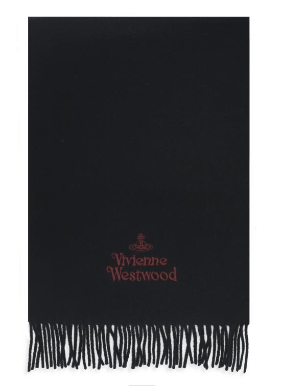 26FW 비비안웨스트우드 자수 로고 머플러 81030007 W00Q7 AACN401 BLACK