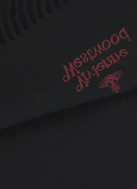 26FW 비비안웨스트우드 자수 로고 머플러 81030007 W00Q7 AACN401 BLACK - VIVIENNE WESTWOOD