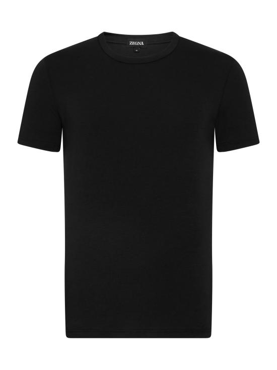 26FW 에르메네질도제냐 반팔 티셔츠 N3M201860 001 BLACK