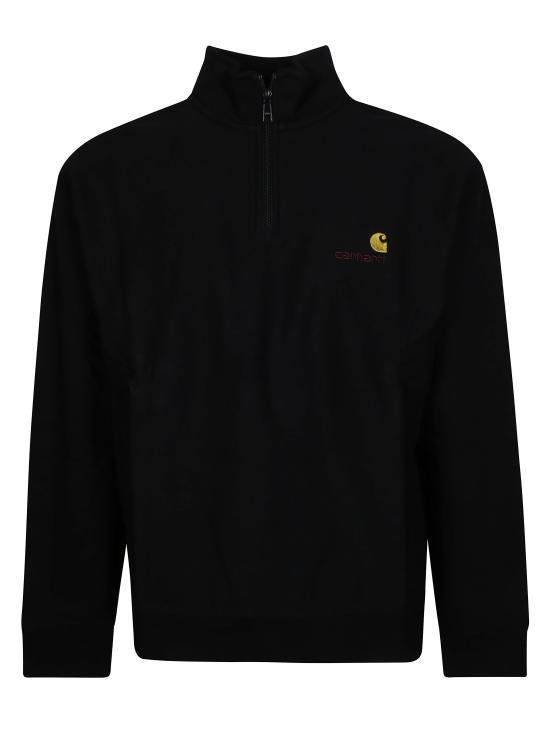 26FW 칼하트 하프 집 아메리칸 스크립트 스웨트셔츠 I027014 89XX NERO