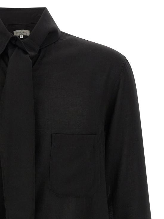 26FW 요지 야마모토 셔츠 스톨 칼라 , 와 블라우스 세트 (검정색) - YOHJI YAMAMOTO