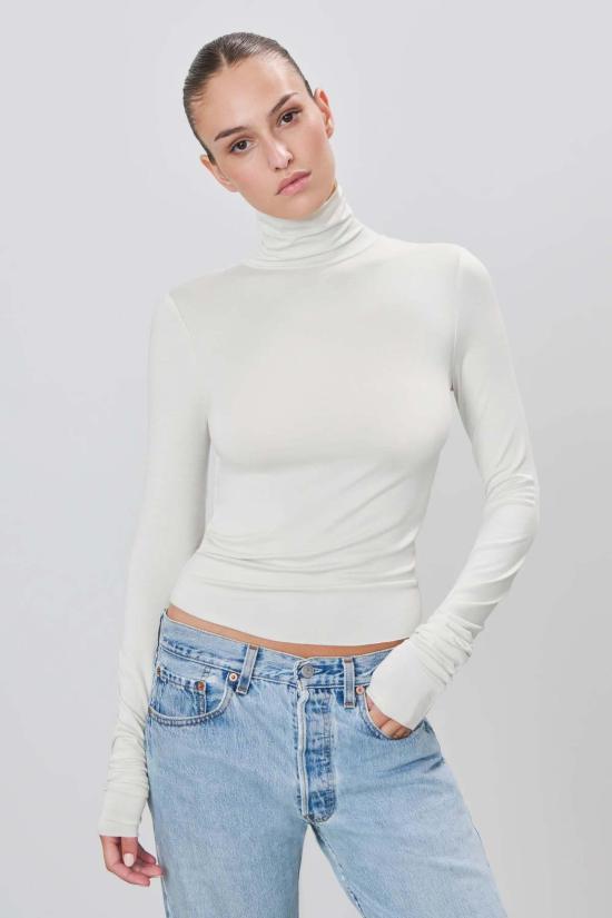  에태르네 긴팔 티셔츠 이터네 피티드 터틀넥 탑 아이보리