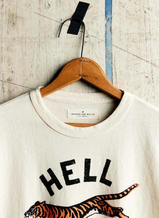  Imogene + Willie 반팔 티셔츠 이모진 + 윌리 "헬 캣츠" 티셔츠 - OTHER BRANDS