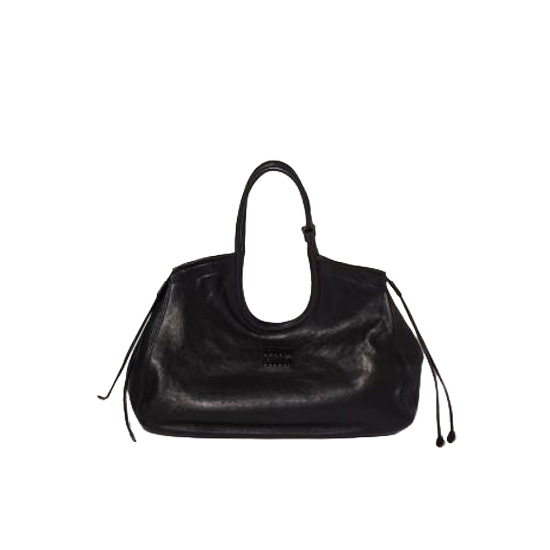 26FW 미우미우 로고 레더 토트백 ULT 010706 NOIR TU BLACK